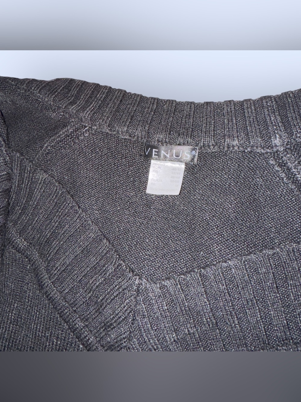 VENUS Black V-Neck Ribbed Hem Sweater - Picture 2 of 4